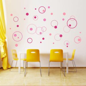 Nálepka na stenu GLIX - Kruhy Růžová 3 x 30 x 55 cm