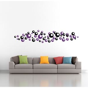 Nálepka na stenu GLIX - Bubliny dvojfarebné Čierná a fialová 2 x 30 x 30 cm