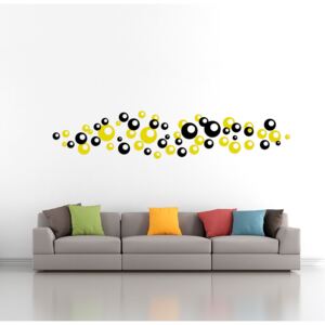 Nálepka na stenu GLIX - Bubliny dvojfarebné Čierná a žltá 2 x 30 x 30 cm