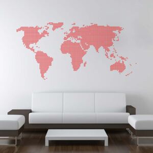 Nálepka na stenu GLIX - Mapa sveta z bodiek Svetlo červená 200 x 100 cm