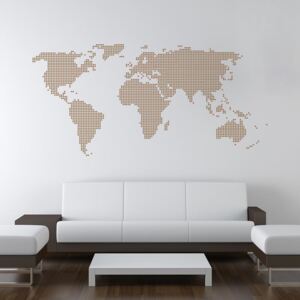 Nálepka na stenu GLIX - Mapa sveta z bodiek Hnedá 200 x 100 cm