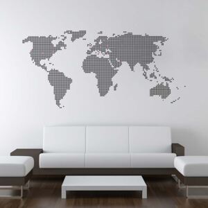 Nálepka na stenu GLIX - Mapa sveta z bodiek Čierna 200 x 100 cm