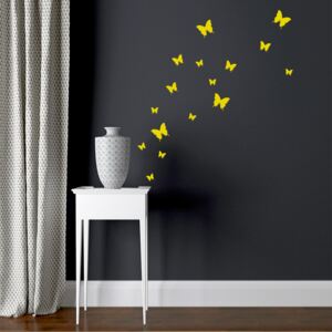 Nálepka na stenu GLIX - Sada motýľov Žltá 95 x 10 cm