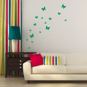 Nálepka na stenu GLIX - Sada motýľov Zelená 95 x 10 cm