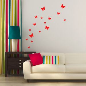 Nálepka na stenu GLIX - Sada motýľov Svetlo červená 95 x 10 cm