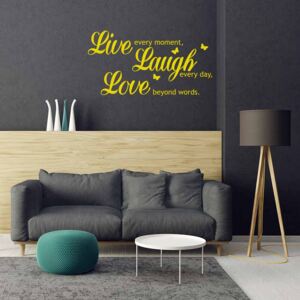 Nálepka na stenu GLIX - Live laugh love Žltá 50 x 25 cm