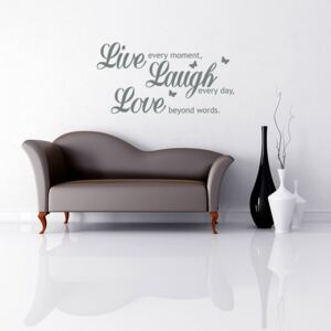 Nálepka na stenu GLIX - Live laugh love Šedá 50 x 25 cm