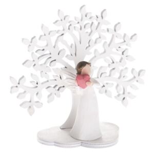 Anjel so srdiečkom strom biely polyresin 12x12cm