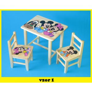Detský stôl s stoličkami mickey + malý stolček zadarmo !! (Výber z piatich vzorov + malý stolček zadarmo !!)