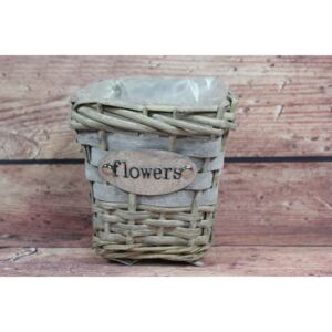 Prútený košík sivý "FLOWERS" (13x14,5x13 cm) veľkosť