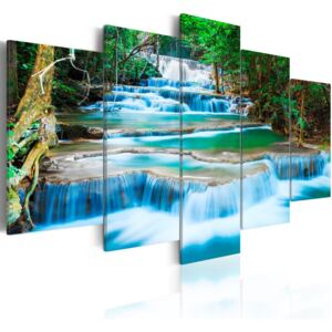 Obraz na plátne Bimago - Blue Waterfall in Kanchanaburi, Thailand 100x50 cm