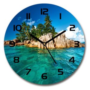 Sklenené hodiny na stenu Tropický ostrov