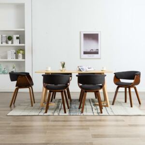 Jedálenské stoličky 6 ks sivé ohýbané drevo a látka