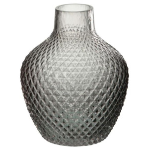 Sklenená váza Trojuholníková šedá - 17 x 17 x 20 cm
