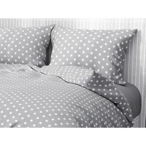 Goldea bavlnené posteľné obliečky - vzor 957 biele bodky na sivom 140 x 220 a 70 x 90 cm