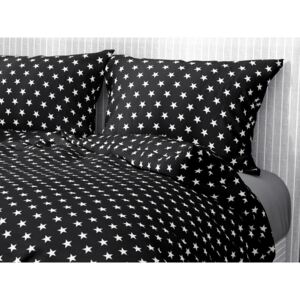 Goldea bavlnené posteľné obliečky - vzor 541 biele hviezdičky na čiernom 140 x 220 a 70 x 90 cm