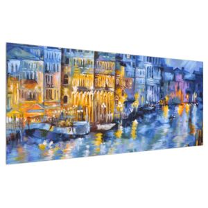 Obraz maľovanej mestskej krajiny (120x50 cm)