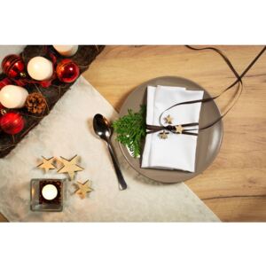 Prostůl Vianočný biely obrúsok s béžovým behúňom "Elegantné Vianoce" 45x45cm Ubrousky: 4ks
