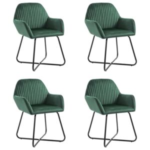 Jedálenské stoličky 4 ks zelené zamatové
