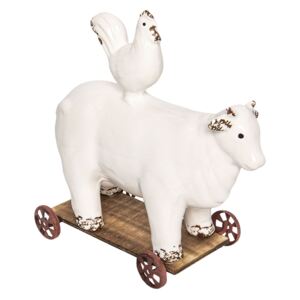 Krava na kolesách s kohútom - 12 * 23 * 25 cm