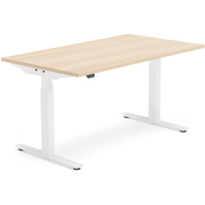 Výškovo nastaviteľný stôl Modulus, T-rám, 1400x800 mm, dub/biela