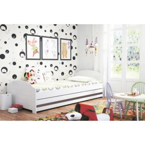 Detská posteľ LILI + ÚP + matrace + rošt ZDARMA, 90x200, bialy, grafitová