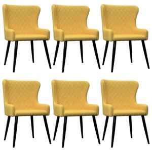 Jedálenské stoličky 6 ks žlté látkové