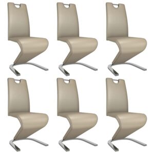 Jedálenské stoličky, cikcakový tvar 6ks, kapučínové, umelá koža