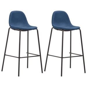 Barové stoličky 2 ks modré látkové