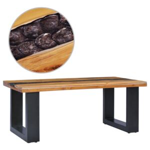 Konferenčný stolík 100x50x40 cm masívne teakové drevo a polyresin
