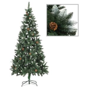 Umelý vianočný stromček s borovicovými šiškami biele vetvičky 210 cm