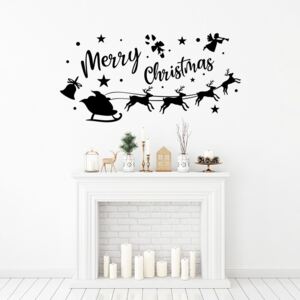 Merry Christmas Santa I. - samolepka na zeď Čierna 50 x 25 cm