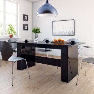 Jedálenský stôl lesklý čierny 180x90x76 cm drevotrieska