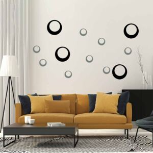Nálepka na stenu GLIX - Dekorácie kruhy Čierna a šedá 95 x 65 cm