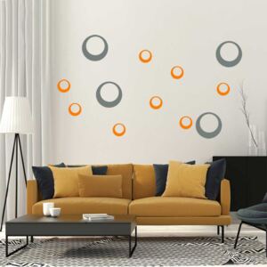 Nálepka na stenu GLIX - Dekorácie kruhy Šedá a oranžová 60 x 40 cm