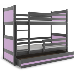 Poschodová posteľ RICO 2 - 160x80cm - Grafitový - Fialový