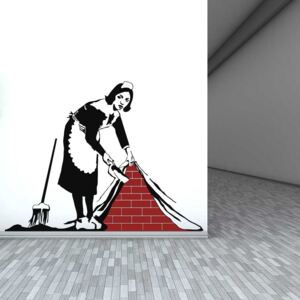 Nálepka na stenu GLIX - Banksy "Maid" Čierna a červená 120 x 85 cm