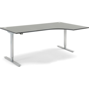 Výškovo nastaviteľný stôl Flexus, rohový, 2000x1200 mm, šedá