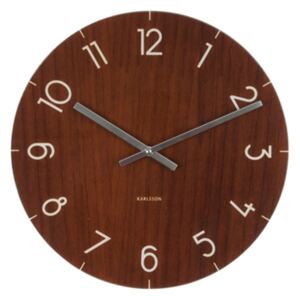 Karlsson Sklenené nástenné hodiny - Karlsson Glass Wood Small Dark, OE 17 cm