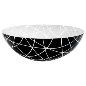 Sapho Murano - Sklenené umývadlo LINEA, okrúhle 40 cmx14 cm, čierna/biela AL5318-13