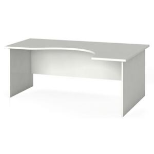 Rohový kancelársky pracovný stôl, zaoblený 180 x 120 cm, biela, pravý