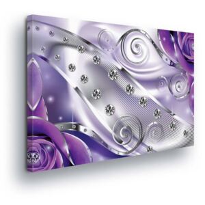 Obraz na plátne - Silver Zircons with Purple 2 x 40x60 / 2 x 30x80 / 1 x 30x100 cm