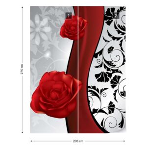 Fototapeta GLIX - Red Roses Floral + lepidlo ZADARMO Vliesová tapeta - 206x275 cm