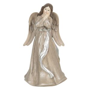 Clayre & Eef Béžový anjel s mašlí - 10*10*18 cm