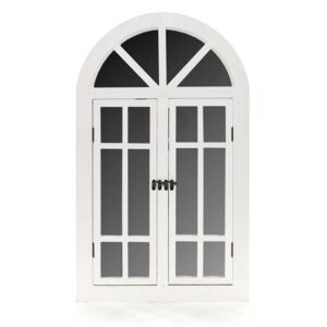 Drevená okenica so zrkadlom MSL1123A - biela (46x2x75 cm) - vidiecky štýl