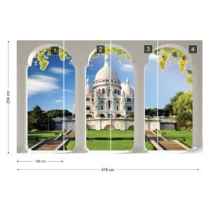 Fototapeta GLIX - Paris Sacre Coeur 3D Archway View Vliesová tapeta - 416x254 cm