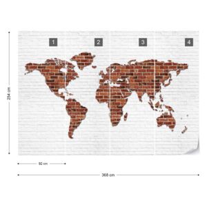 Fototapeta GLIX - World Map Brick Wall Vliesová tapeta - 368x254 cm
