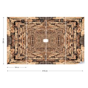 Fototapeta GLIX - 3D Stone Tunnel Vliesová tapeta - 416x254 cm