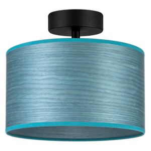 Modré stropné svietidlo z prírodnej dyhy Bulb Attack Ocho S, ⌀ 25 cm
