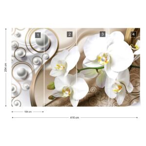 Fototapeta GLIX - 3D Swirl Flowers Orchids Vliesová tapeta - 416x254 cm